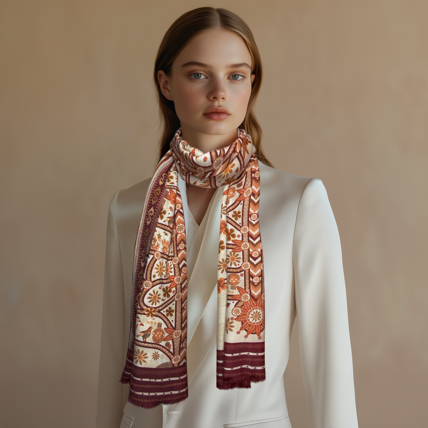 Terracotta Dreams - Silk Wool Scarf