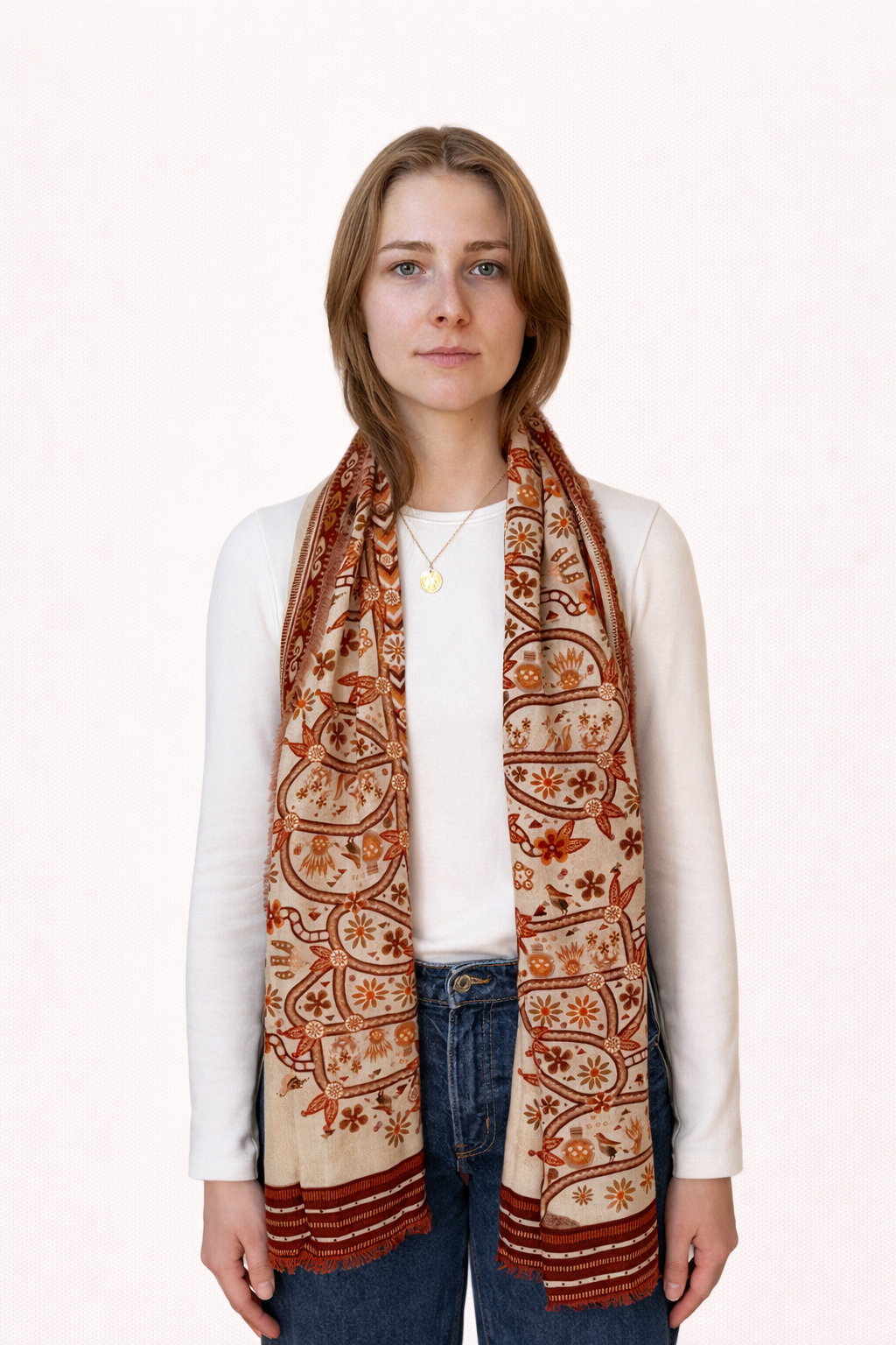 Terracotta Dreams  - Silk Wool Scarf