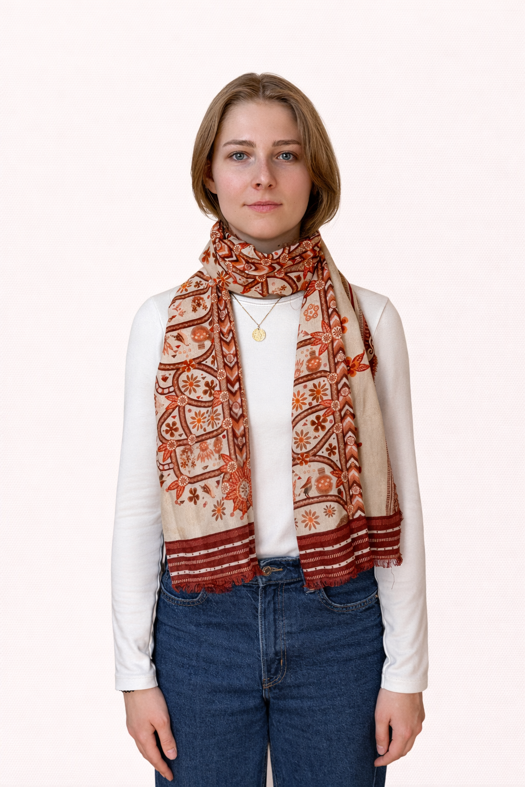Terracotta Dreams  - Silk Wool Scarf