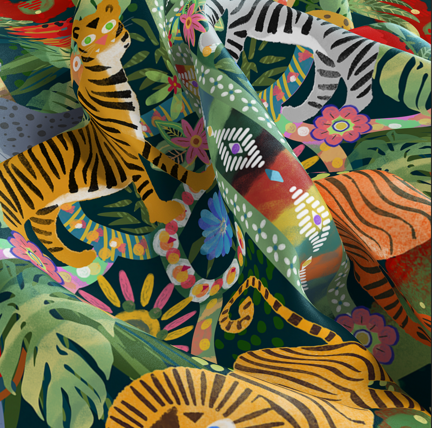 Jungle Majesty - Silk Chiffon Scarf